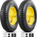 4.80/4.00-8 Tires and Wheels, 15-Inch Wheel, 5/8" Bearings, Compatible with Hand Truck, Wheelbarrow, Wagon, Gorilla Carts (Yellow, 2PCS) P-097