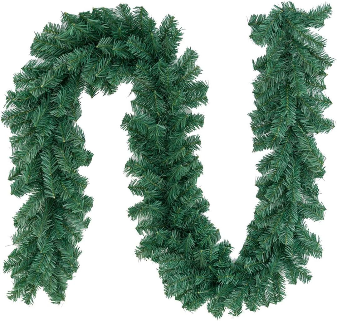 9 ft Christmas Green Garland, Premium Quality Greenery Twist Wreath Artificial Plant, Xmas Greenery Garland for Holiday Outdoor Indoor Home Party Decorations 1-Pack