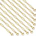 YOUBEIYEE 10pcs Charming Paperclip Necklace Chain Kit Gold Plated Stainless Steel Link Chain Necklace Paper Clip Necklace Bulk (20inch (4x12mm))