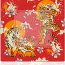 WHCHJ Red Japanese Tiger Mahjong Mat 31.5 x 31.5 in, Oriental Traditional Japan Anti-Slip Noise-Reducing Mahjong Mat for Table Board, Games Tile Games, Poker and Cards