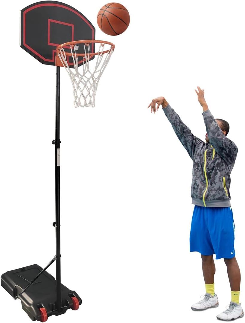 Kids Height-Adjustable Basketball Hoop, 5-7.2ft Portable Backboard System, Fillable Base, Weather-Resistant for for Kids/Teenagers/Youth in Backyard/Driveway/Indoor