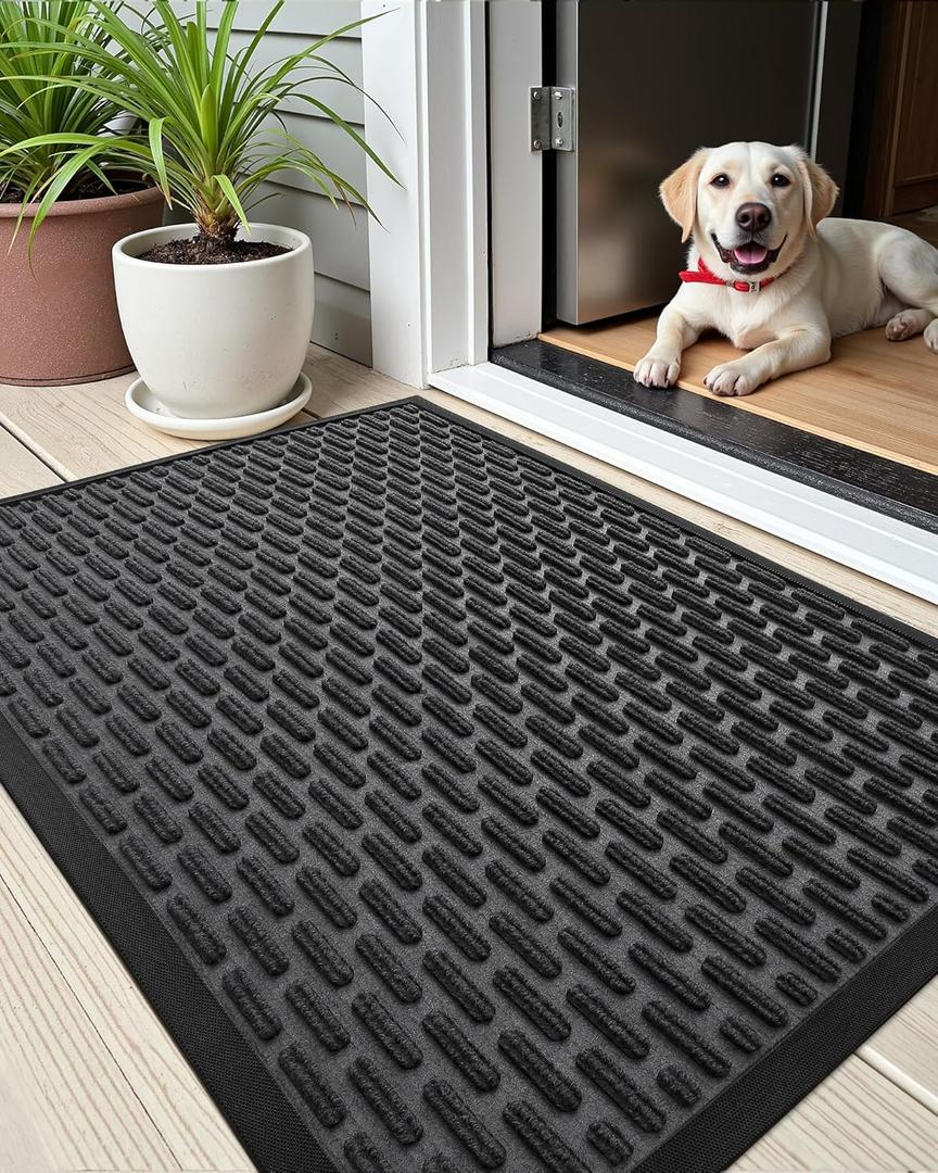 Color&Geometry Outdoor Mat for Front Door Home Entrance Outside Entry Patio Waterproof Heavy Duty Doormat Outdoor Floor Welcome Matt - 24"x36" Black