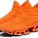 Poramea Mens Slip on Loafers Walking Tennis Shoes Laceless Running Blade Sneakers Mesh Trail Jogging Casual Athletic (12, Orange)