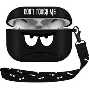 Youtec for Airpods Pro 2nd Generation Case,Don't Touch Me Cool Cover with Lanyard Big Eyes Cute Cartoon for Airpods Pro 2nd Generation Case,Soft Shockproof Cover for Women Men-Grey