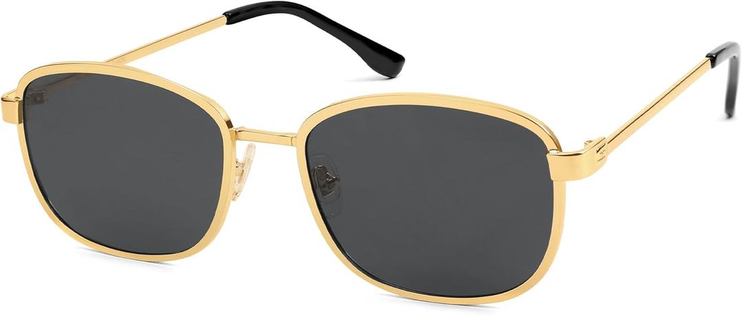 SOJOS Retro Rectangle Polarized Sunglasses Women Men Vintage 90s Style Rectangular Frame Womens Mens Sun Glasses SJ1225 (Gold/Grey)