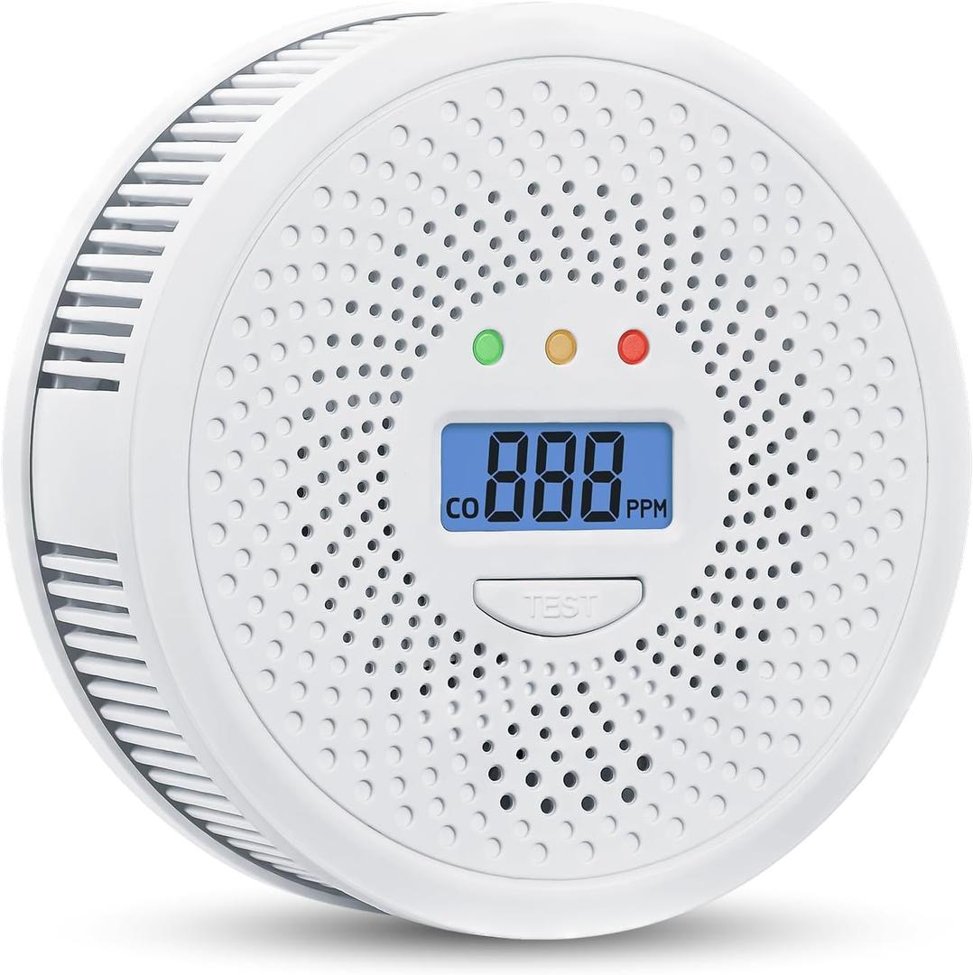 Carbon Monoxide Detector,CO Gas Monitor Alarm Detector,A Loud Alarm,CO Sensor with LED Digital Display for Home,Depot,Wall-Mounted Boiler Bathroom, Bedroom