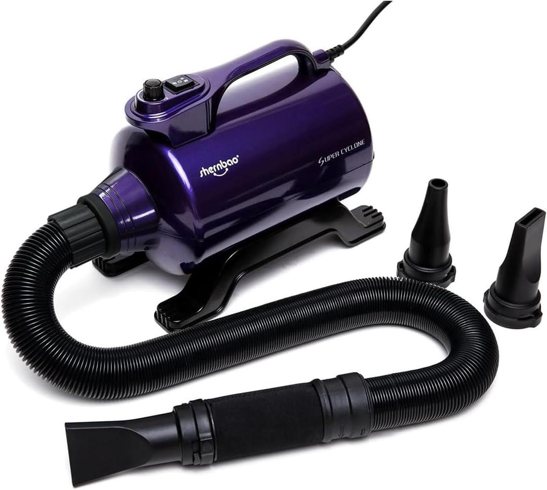 High Velocity Professional Dog Pet Grooming Hair Drying Force Dryer Blower 5.0HP (Super Cyclone) SHD-2600P (Purple)