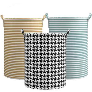 Harborway 3 Pack Laundry Hamper Collapsible Large Waterproof Cotton Linen Clothes Hamper with Handles Freestanding for Home Dorm Bathroom Bedroom Campin (Art Deco)