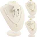 Youyole 3 Pcs Beige Velvet Necklace Display Stand Necklace Jewelry Bust Jewelry Mannequin for Necklace Earrings Ring Show