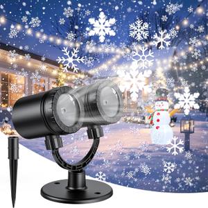 2025 MuliVid Christmas Projector Lights Outdoor, Double Head Snowfall LED Lights Waterproof, Outdoor Christmas Snowflake Projector Light for Xmas Holiday Party, Patio, Garden Decoration
