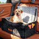 Dog Car Seat for Medium Dog, Dogs Booster Seat Under 50Lbs or 2 Small Dogs Washable, Pet Car Seats with 2 Safety Leashes, Pets Sofa Bed Cushion Add Thick Sponge, Pet Cars Carrier for Travel (Black/Gray)