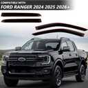 Tape-On Rain Guards for Ford Ranger 2024 2025 2026, Side Window Deflectors Window Visor Rain Guards Compatible with Ford Ranger Accessories 2024-2026