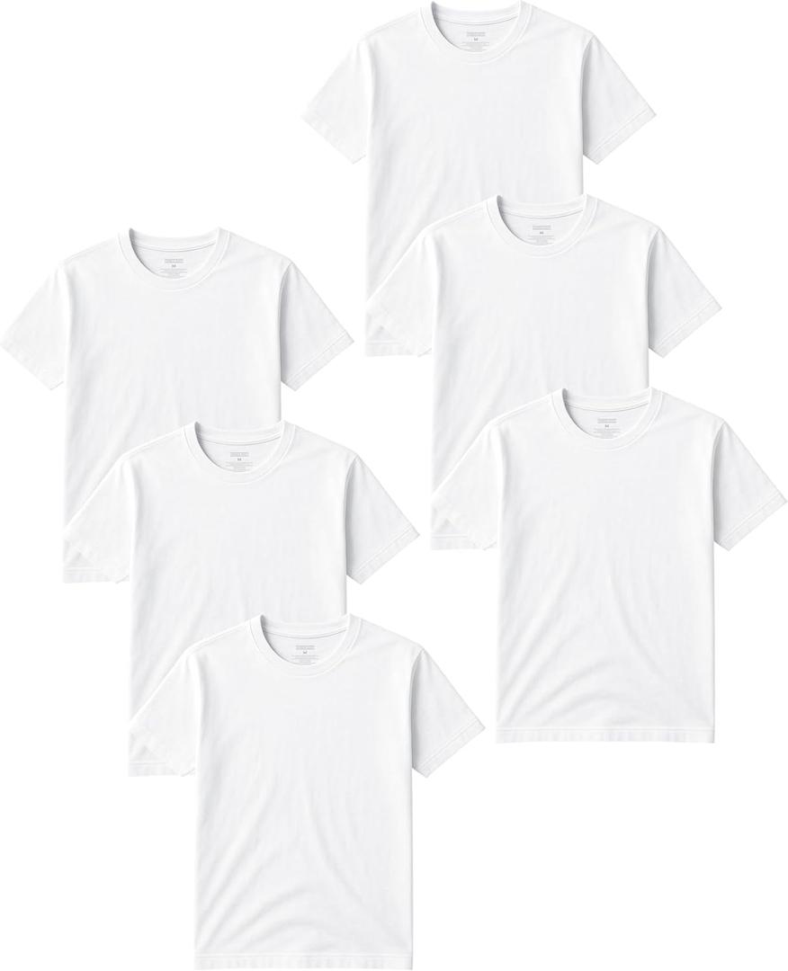Classic Men's Short Sleeve Cotton Undershirts | Crew Neck T Shirt - Multi & Bulk Wholesale Packs (White, XL)