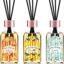 Reed Diffuser Set of 3 Pack, Linen Vanilla Citrus Scented Oil Diffuser with 15 Sticks, Reed Diffusers for Home, Bathroom Air Freshener, 1.7 Fl.oz Each, Total 5.1 Oz