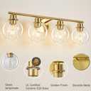 Bathroom Vanity Light, 29.5 Inch Modern Wall Sconce with Clear Glass Shade, 4-Light Gold Over Mirror Vanity Lighting for Bathroom