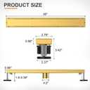 Linear Shower Drain, 36 Inch Brushed Gold 304 Stainless Steel Shower Drain with Tile Insert Panels, Long Rectangle Shower Floor Drain with Adjustable Feet, Hair Catcher, Fits Bathroom, Balcony