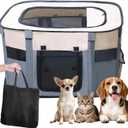 Dog Playpen Portable Cat Dog Playpen for Indoor & Outdoor Foldable Kennel Tent Crate,Water-Resistant Breathable Shade Cover, Dog Crate for Small Animals with Carrying Case (S(29" x 22" x 16"), Grey)