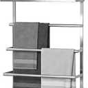 Aetyord Towel Racks for Bathroom Over The Door Towel Rack Towel Storage with Metal Shelf Basket and Hooks Silver
