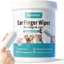 Wider Ear Cleaner Finger Wipes 60 Counts, Dog Ear Cleaner, Grooming Kit Care for Dogs and Cats,Otic Cleaning Pads, Remove Wax, Dirt & Stop Smelly, Itchy, Non-Irritating, Coconut Scent (1.77" 60pcs)