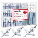 100Pcs Toggle Bolts Heavy Duty Drywall Anchors and Screws Kit, 3 Sizes 1/8" 3/16" 1/4" Hollow Wall Anchors, Toggle Bolts and Wing Nut Kit with Nuts Washers (25Sets)