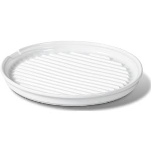 Microwave Bacon Cooker, 10-Inch Round Stoneware Bacon Tray for Microwave Oven, Grease-Draining Bacon Rack Plate, Oven Safe, Easy to Clean, White