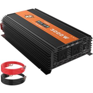 3000 Watt Power Inverter 12V to 110V, Modified Sine Wave DC to AC Car/Outdoor Converter, Dual 110V AC Outlets, 3 USB Port, LED Display for Solar, Camping, RV, Truck, Boat, Laptop and Emergencies