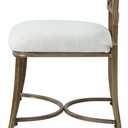 Golden Bronze Low Back Vanity Stool Soft Linen Upholstery, Iron Frame, Padded Cushion Bathroom & Bedroom Accent Chair