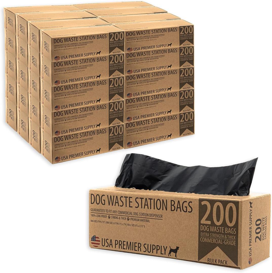 Dog Poop Bags Bulk - Dog Waste Station Refills (40 Boxed Rolls, 8000 Total) - Great Value, Doggie Poop Bags - Leak-Proof, Strong, Durable & Thick - Approved to Fit Any Commercial Dispenser