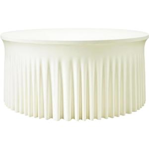 72 Inch Ivory Round Tablecloth  Washable Stretch Spandex Fitted Table Cover with Elastic Edge for 6FT Circular Table, Reusable Dining Tablecloth for Wedding, Banquet, Party, Buffet Decor