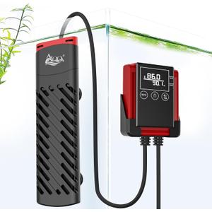 AQQA PTC Fish Tank Heater 500W for Aquarium 53-130 Gal Submersible with External Digital Controller Adjustable Temp Range 59-94 Overheat & Out-of-Water Auto Shut-Off Protection (500W for 53-130Gal)