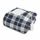 Sunbeam Electric Throw Royal Luxe Microplush Heated Blanket, 4 Heat Settings, 4-Hour Auto Shut-Off, Fast Heating, Warm and Cozy, Grey Rodeen Plaid, 50" x 70"