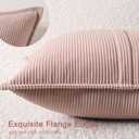 Corduroy Throw Pillow Covers 18x18 Set of 2 Boho Decorative Pillow Covers for Couch, Sofa, Bed Soft Square Cushion Covers for Living Room Decor (No Insert) Light Pink