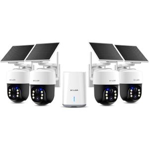SOLIOM Security Cameras Wireless Outdoor,4K Ultra HD for Day and Night, No Subscription,Built in Radar,Solar Powered Cameras for Home Security, 360 Pan Tilt Auto Tracking,5G & 2.4G WiFi, 4-Cam Kit