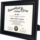 GMFrames Solid Wood Diploma Degree Frame for 8.5x11 Certificates,Black Finish with Intricate Black Rope Detail,UV Protection Acrylic,2 Pack