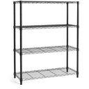 CAPHAUS 4-Tier Adjustable Height Wire Shelving Unit, Wire Rack Shelving, Metal Steel Storage Shelves, Garage Shelving Storage Organizer, Utility Storage Shelf, Without Wheels, Black