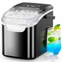 COWSAR Ice Maker Countertop, Portable Ice Machine with Self-Cleaning, 26.5 lbs/24Hrs, 8 Ice Cubes in 6 Mins, Ice Basket and Scoop, Ideal for Home, Kitchen, Bar, Camping (Dark Black)