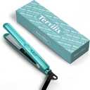 Terviiix Mini Hair Straightener, Ceramic Mini Flat Irons for Short Hair/Curls Bangs/Edges, Lightweight & Portable, 1/2 '' Small Straightening Irons, Worldwide Voltage for Travel, Storage Pouch, Blue