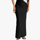 Women's Elegant Satin Silky High Waist Zipper Flowy A Line Maxi Long Skirt, Size M