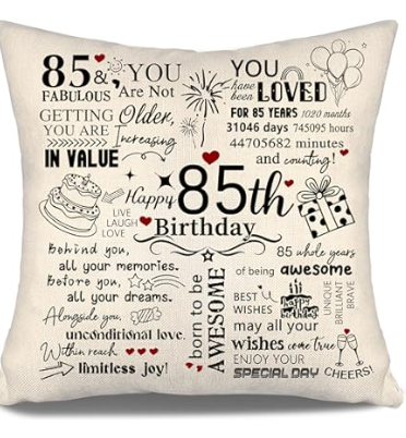 ACAROMAY 85th Birthday Gifts for Him Birthday Throw Pillow Cover for Men Decorative Bday Party Keepsake Ideal Gift for 85 Years Old Dad Uncle Grandad Presents Decor for Home Couch 18x18 inch (85)