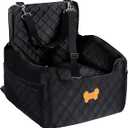Dog Car Seat for Small Dogs, Dog Booster Seat Filling in Thick Memory Foam with 2 Safety Leashes and Storage Pocket, Suitable for Pet Under 30lb or 2 Puppies (Black)