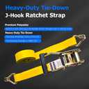 2 Inch Heavy Duty Ratchet Straps, 15ft Tie Down Straps Ratchet with Double J Hook, 10000lbs Breaking Strength, Cargo Ratchet Straps for Moving Motorcycle, Trailer & Trucks (4 Pack)