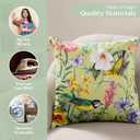 Maison d' Hermine Decorative Pillow Covers 18 x 18 inch Square 100% Cotton Throw Pillow Covers with Invisible Zipper for Living Room Couch Chair Sofas Spring Summer (Hesperides - Oiseaux)