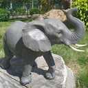 Large-Scale Realistic Resin Elephant Sculpture Statue-Country Style Animal Decor for Garden Yard Lawn Patio Balcony Entryway, Housewarming Gift for Independence Day Halloween Easter Thanksgiving