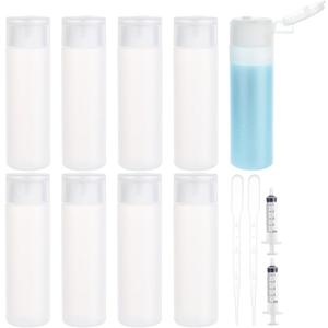 BENECREAT 8 Pack 50ml 1.7oz Clear Squeezable Plastic Sample Flip Cap Bottle Refillable Travel Containers for Makeup Cosmetic Toiletries Liquid (50ml/1.7 Ounce)
