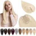 Hair Toppers for Women Real Human Hair No Bangs 7 * 13 CM Silk Base Clip In Topper Hairpieces Wiglet Top Hair Pieces for Women With Thinning Hair -6 Inch Platinum Blonde (60 Platinum Blonde)