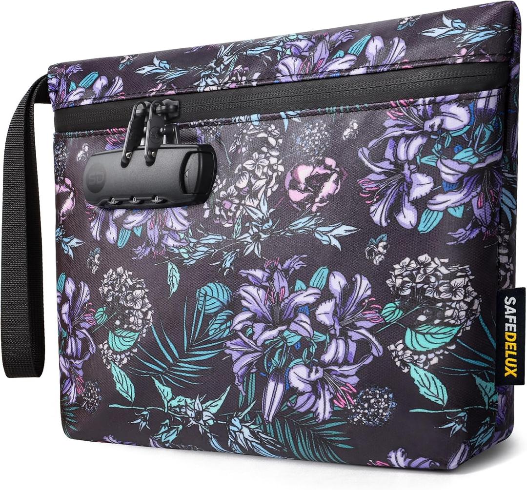 Smell Proof Bag, Odor Proof Bag with Combination Lock, Durable Smell Proof Container with Carbon Lining, Secure Odorless Travel Pouch for Home & On-the-Go (Purple)