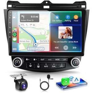Android 15 Car Stereo for Honda Accord 2003-2007 Radio Wireless Carplay Android Auto 10.1 inch 1080P HD IPS Touch Screen DSP EQ Built-in GPS MirrorLink WiFi Bluetooth FM/RDS AHD Backup Camera Mic