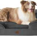 Bedsure Orthopedic Dog Bed for Large Dogs - Big Washable Dog Sofa Beds Large, Supportive Foam Pet Couch Bed with Removable Washable Cover, Waterproof Lining and Nonskid Bottom, Dark Grey