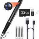 Spy Camera Pen 32GB,HD 1080P Hidden Pen Camera Portable Digital Video Recorder with Photo Taking,2 Hours Battery Pen Camera,Mini Body Camera 3 Ink Refills Pocket DVR for Business Conference