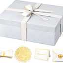 JOYIT White Gift Box 16.5''x13''x5.5'' - Large Gift Boxes with Lid for Presents Packaging, Birthday, Christmas, Wedding, Anniversary, Big Gift Box with Ribbon, Shred Filler, Card, Wax Seal (White)
